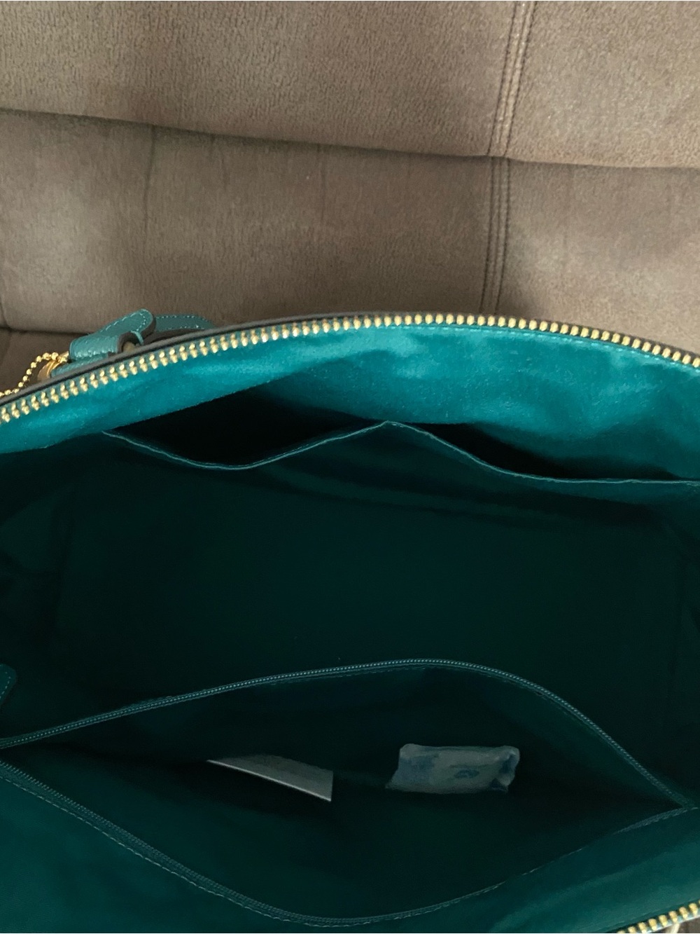 Coach Teal Leather Tote with Gold Hardware - Picture 8 of 8